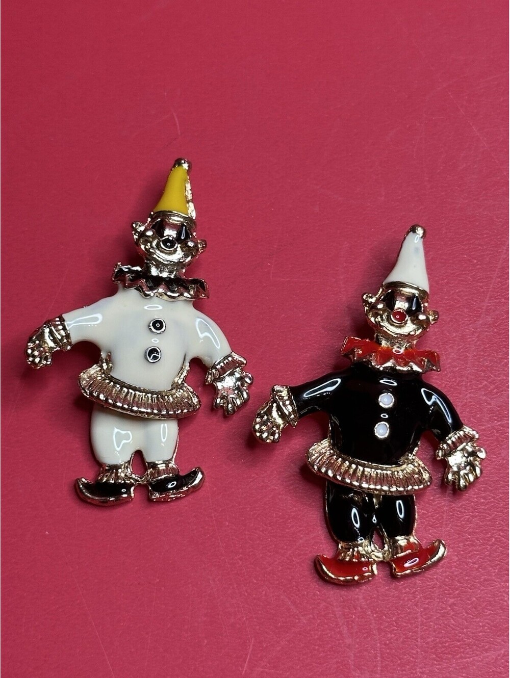Vintage Gold Clown Jester Brooch Pins Set Of 2